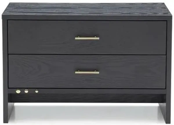 Modern Nightstand With Two Drawers - Dark Gray Ash