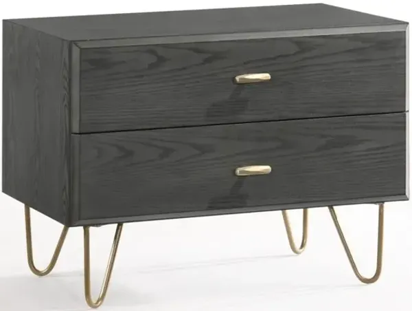 Contemporary Nightstand With Two Drawers - Gray And Gold