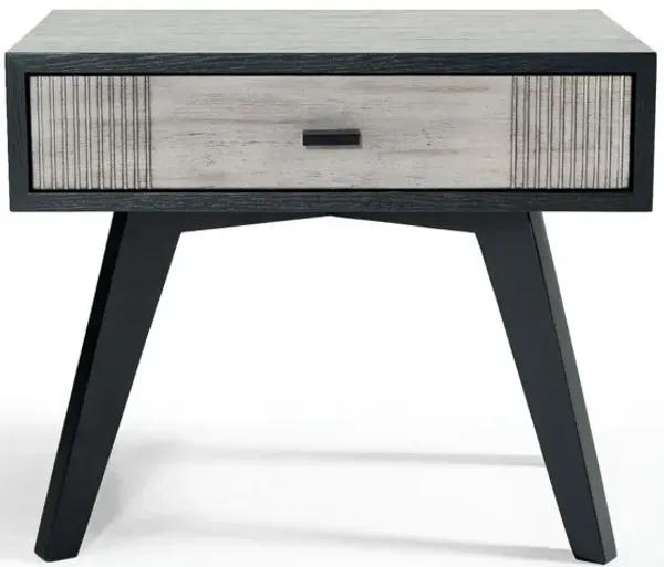 Contemporary Wooden Nightstand With Single Drawer - Black And Gray