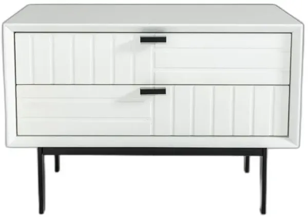 Two Drawer Faux Wood Nightstand - White And Black