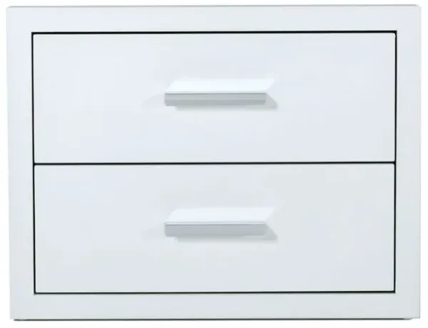 Modern Box Nightstand With Two Drawers - Glossy White