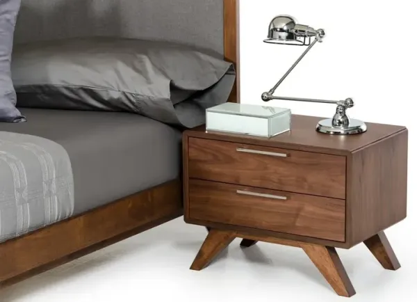 18" Wood And Solid Wood Two Drawer Nightstand - Dark Brown