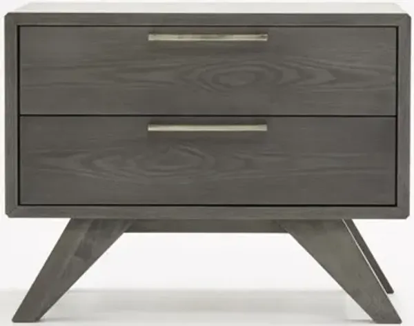 Modern Nightstand With Two Drawers - Gray Wash