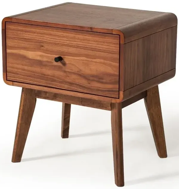 Modern Mid Century Nightstand With Single Drawer - Walnut