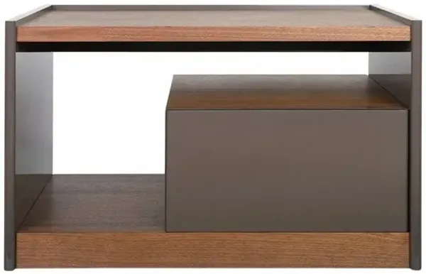 Modern Nightstand With Drawer Box And Shelf - Walnut