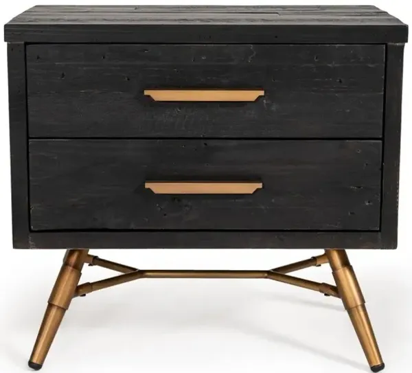 Modern Recycled Pine Nightstand With Antique Fittings - Black