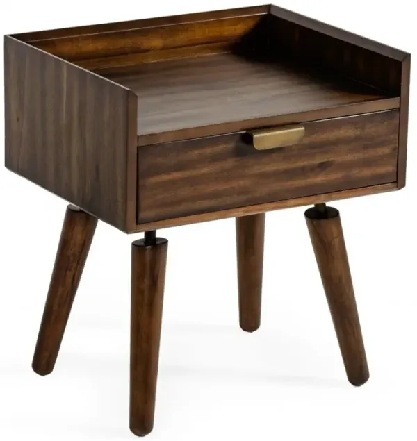 Classic Acacia Wood Nightstand With Single Drawer - Dark Walnut