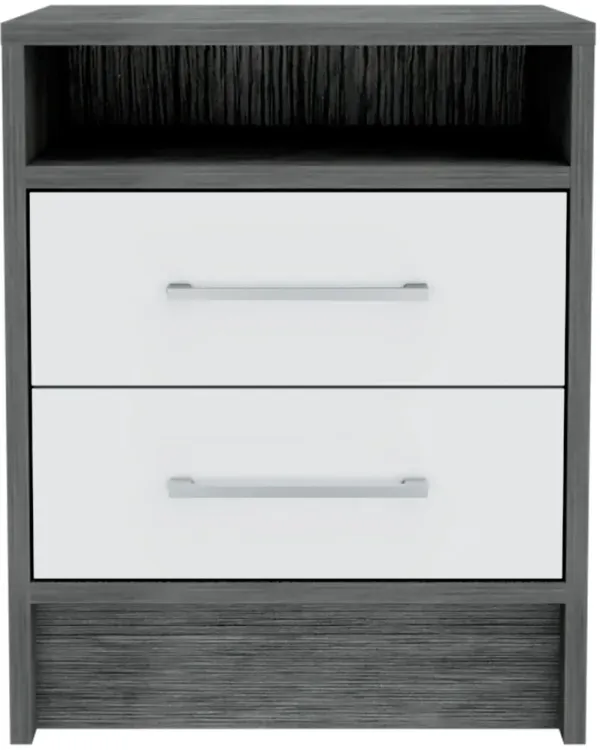 Sophisticated And Stylish Nightstand - Smokey Oak And White