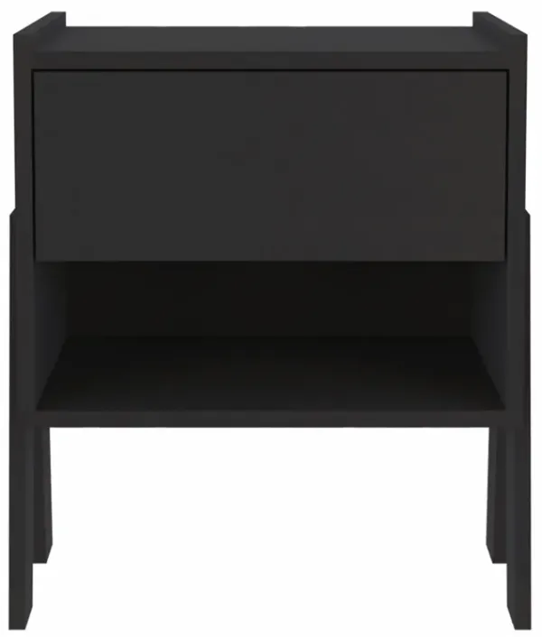 Rectangular One Drawer Nightstand With Manufactured Wood Top - Black