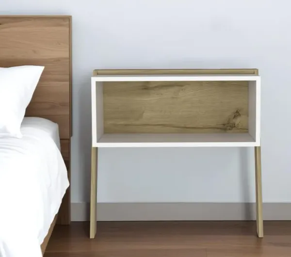 Faux Wood Nightstand - White And Oak