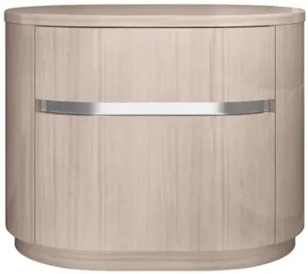 Two Drawer Oval Nightstand - Beige