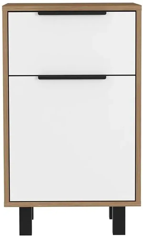 Stylish Bedroom Nightstand - White And Pine