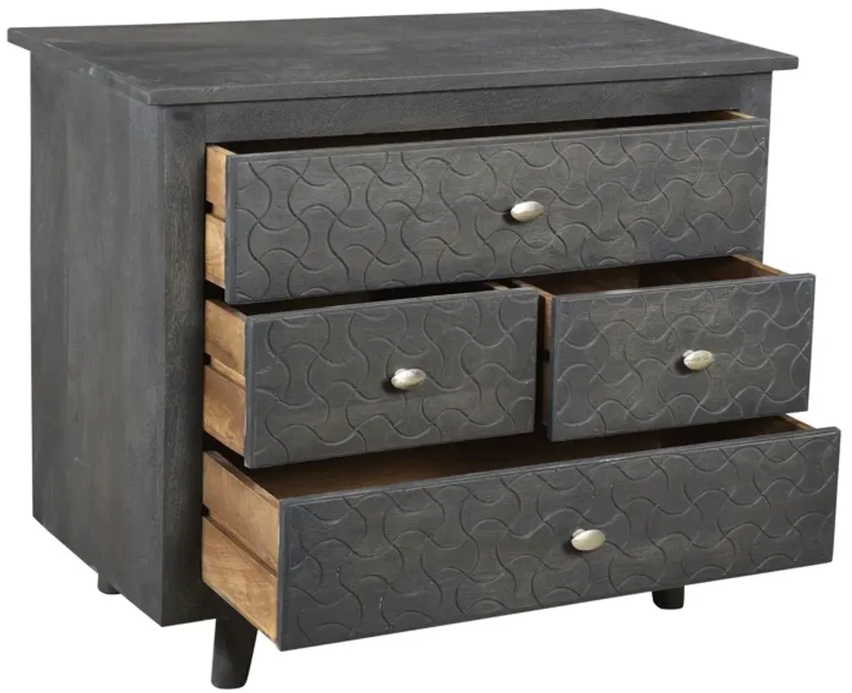 Four Drawer Nightstand - Gray