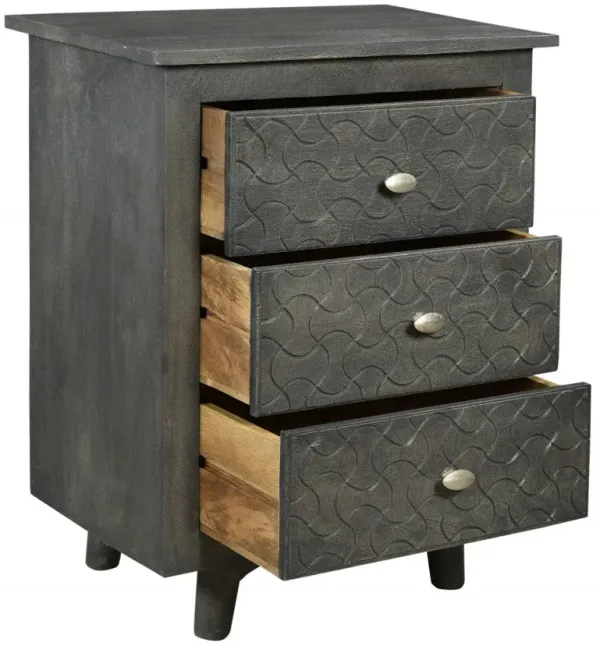 30" Three Drawer Nightstand - Gray