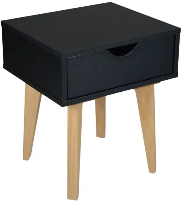 18" One Drawer Nightstand - Black
