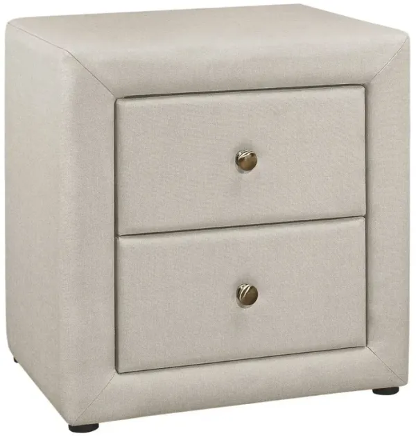 Linen Blend Two Drawer Nightstand - Beige