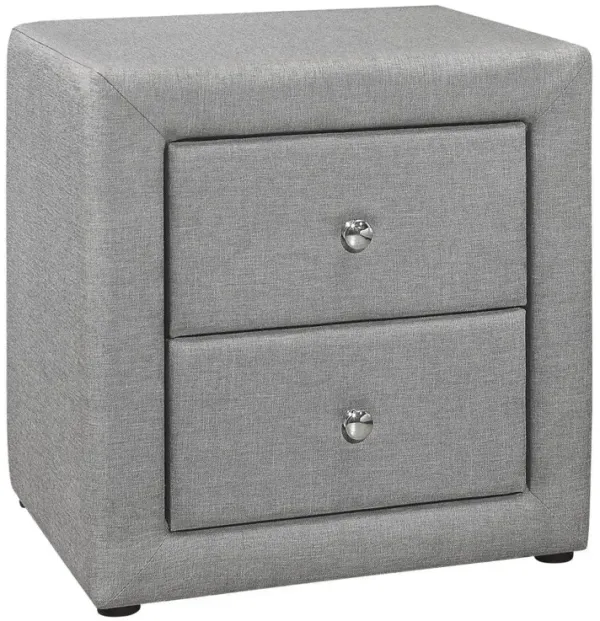 Linen Blend Two Drawer Nightstand - Gray