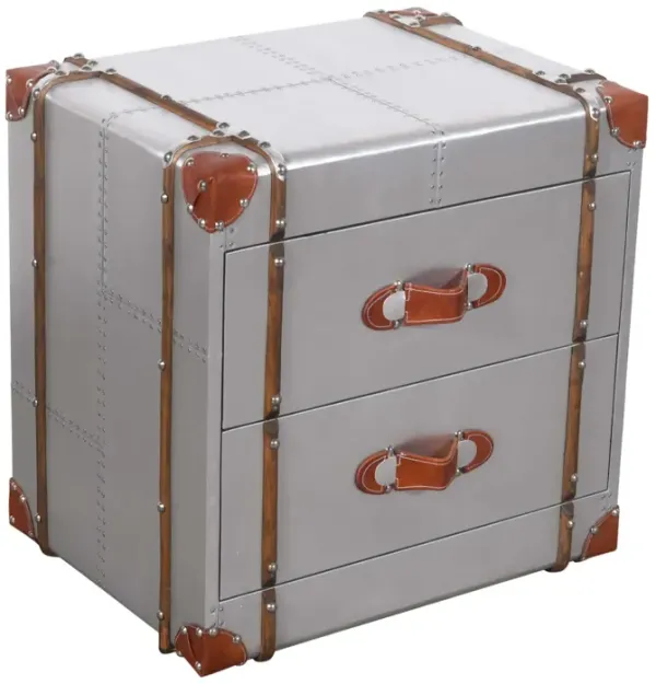 24" x 18" x 24" Two Drawer Nightstand - Silver