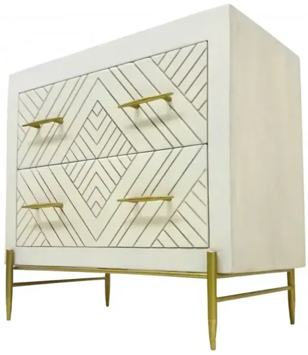 28" Two Drawer Nightstand - White