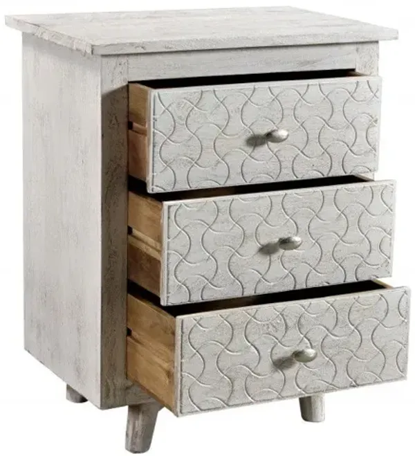 30" Three Drawer Nightstand - White
