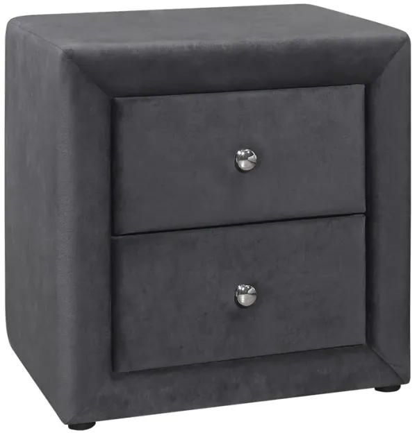 Velvet Two Drawer Nightstand - Dark Gray
