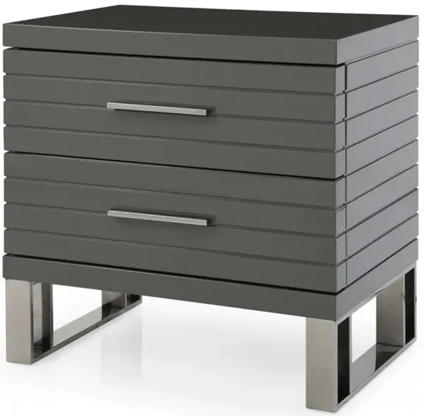 Two Drawer Nightstand - Silver And Gray