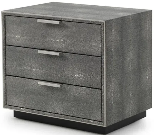 Shagreen Three Drawer Nightstand - Gray