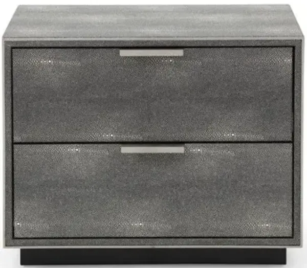 19" Shagreen Two Drawer Nightstand - Gray