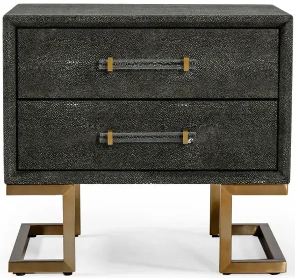 22" Shagreen Two Drawer Nightstand - Gray
