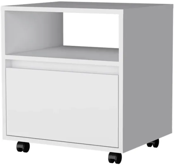 21" One Drawer Nightstand With Integrated Tech - White