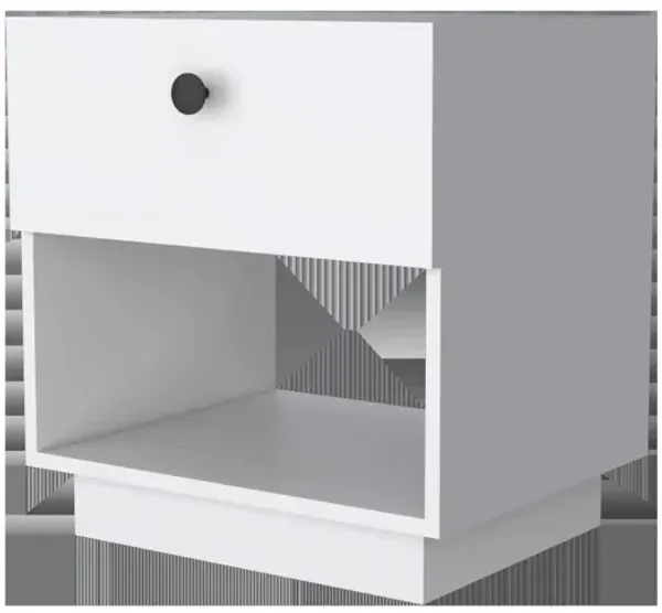 20" One Drawer Nightstand With Integrated Tech - White