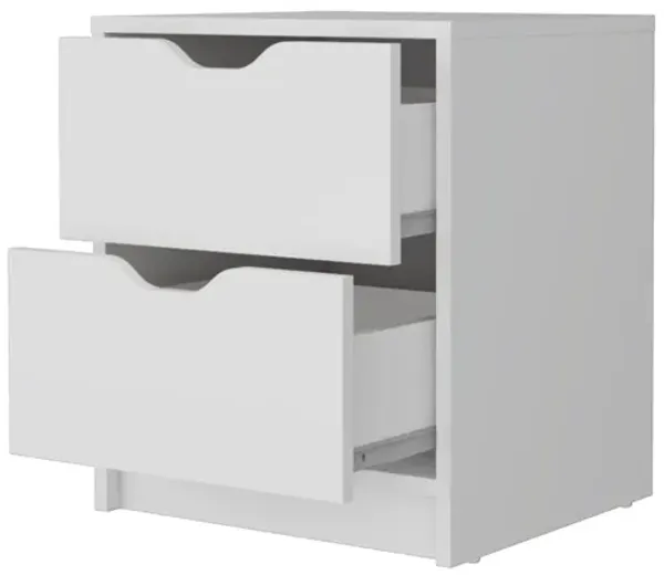 19" Two Drawer Nightstand With Integrated Tech - White