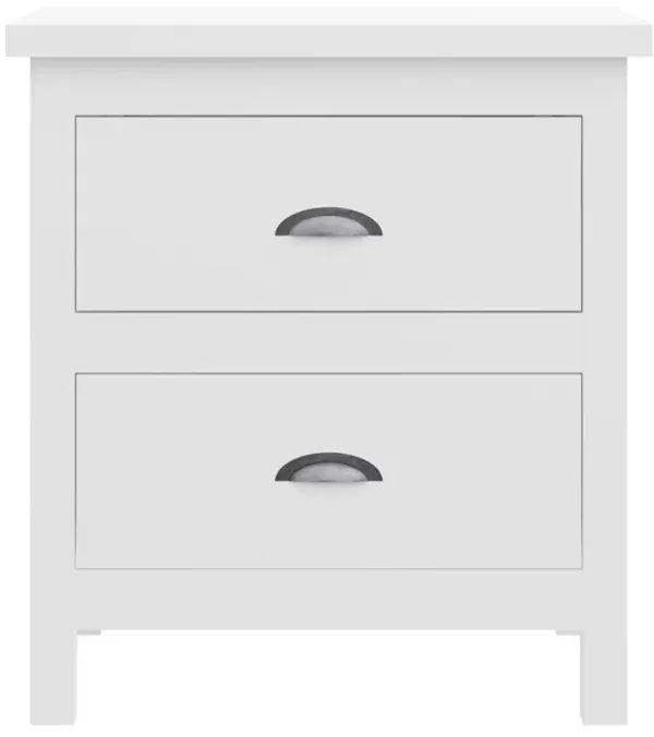 Two Drawer Nightstand With Solid Wood Top - White