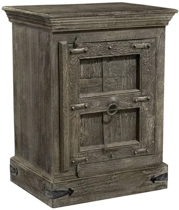 Solid Wood Nightstand - Distressed Brown