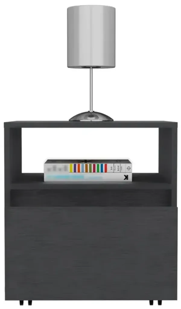 15.8" x 15.8" x 20.5" One Drawer Faux Wood Nightstand - Black