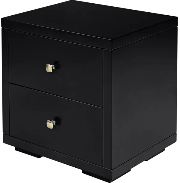19" Two Drawer Nightstand - Black