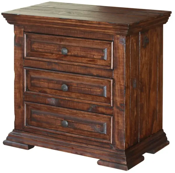 Three Drawer Nightstand - Brown