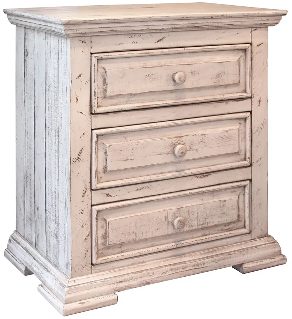 32" Three Drawer Nightstand - White