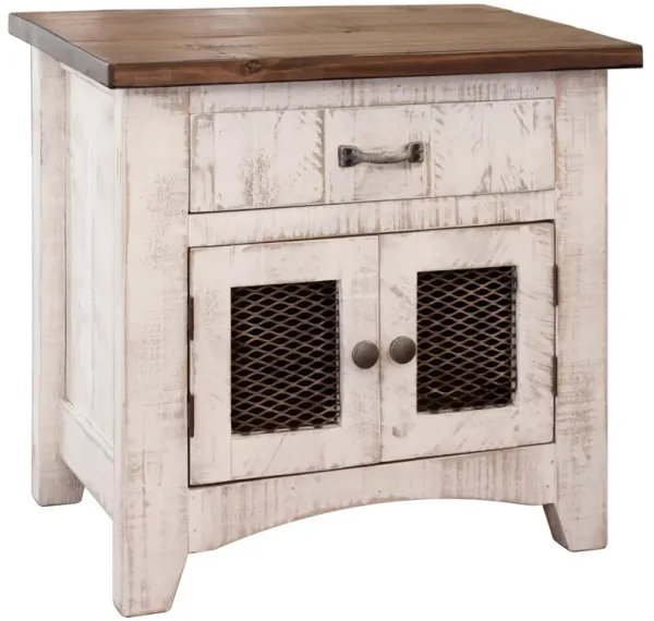 27" One Drawer Nightstand - White / Dark Brown