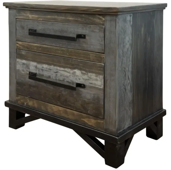 27" Two Drawer Nightstand - Brown / Dark Gray