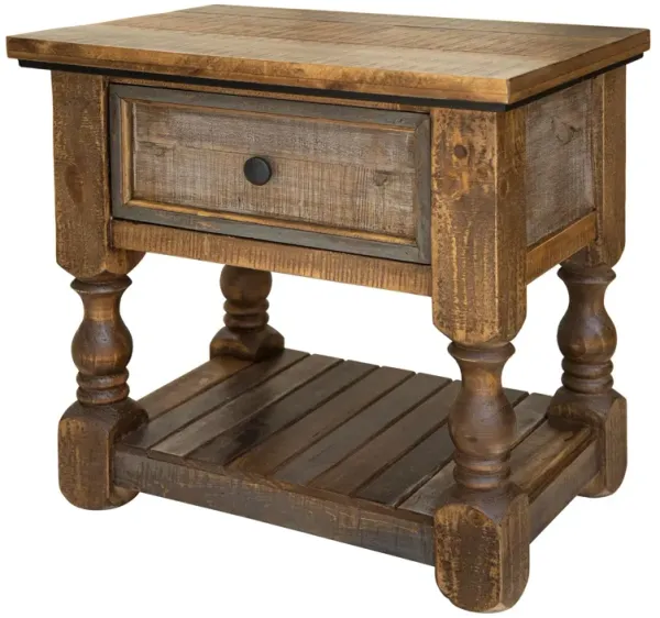 28" x 18" x 26.5" One Drawer Nightstand - Brown