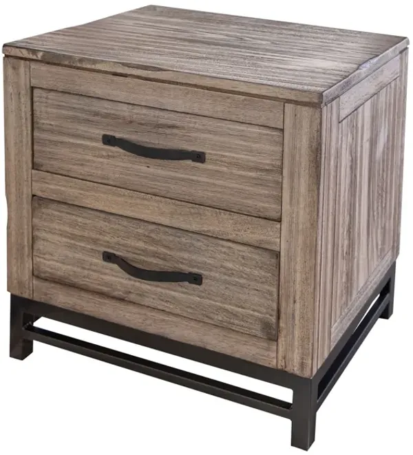 25" Two Drawer Nightstand - Light Brown