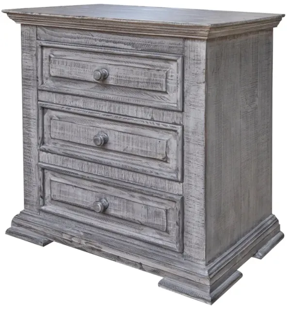 32" Three Drawer Nightstand - Gray