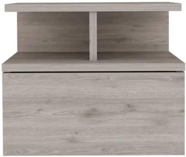 12" One Drawer Faux Wood Nightstand - Light Gray