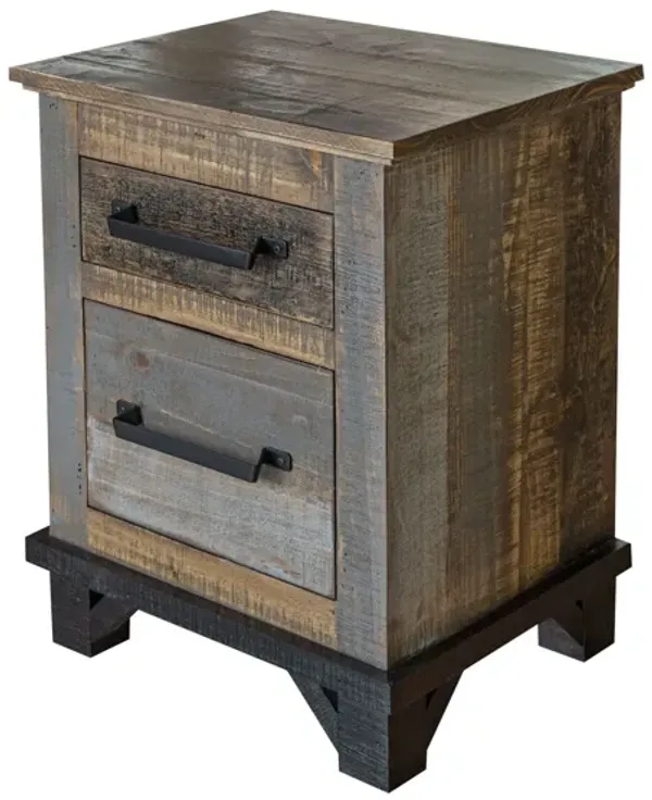 19.8" x 16.3" x 26.5" Two Drawer Nightstand - Brown