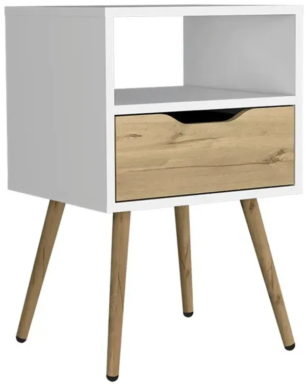 25" One Drawer Faux Wood Nightstand - White
