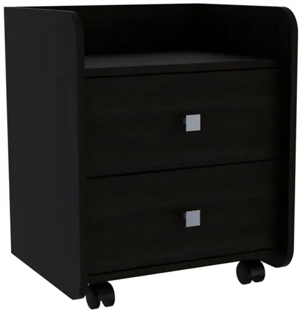 18.2" x 15.7" x 21.9" Two Drawer Faux Wood Nightstand - Black