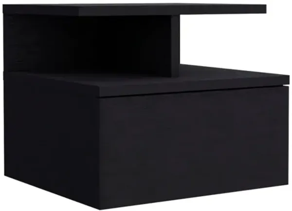 12" One Drawer Faux Wood Floating Nightstand - Black
