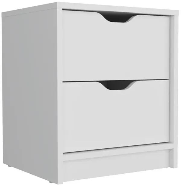 19" Two Drawer Faux Wood Nightstand - White