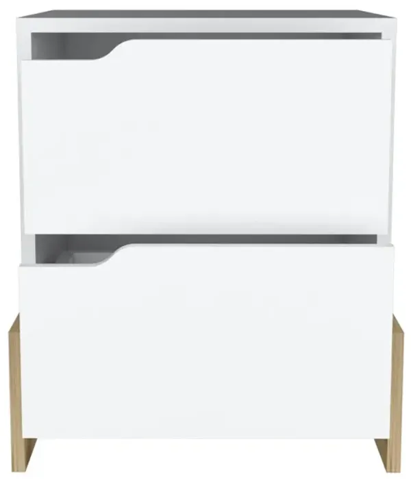 17" x 14.6" x 19.9" Two Drawer Nightstand - White
